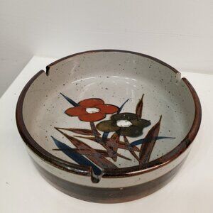 Pretty Otagiri Style Ashtray Floral Pattern Stonware Pottery